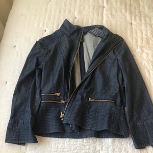 denim zip blazer
